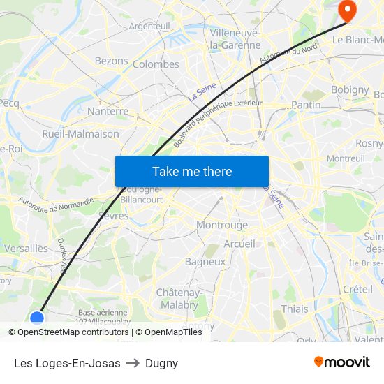 Les Loges-En-Josas to Dugny map
