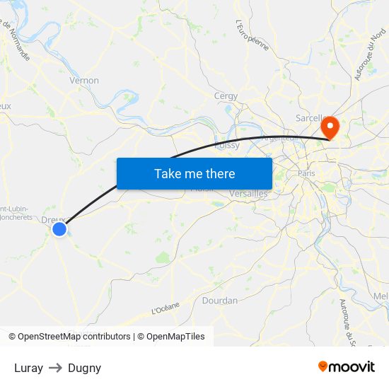Luray to Dugny map