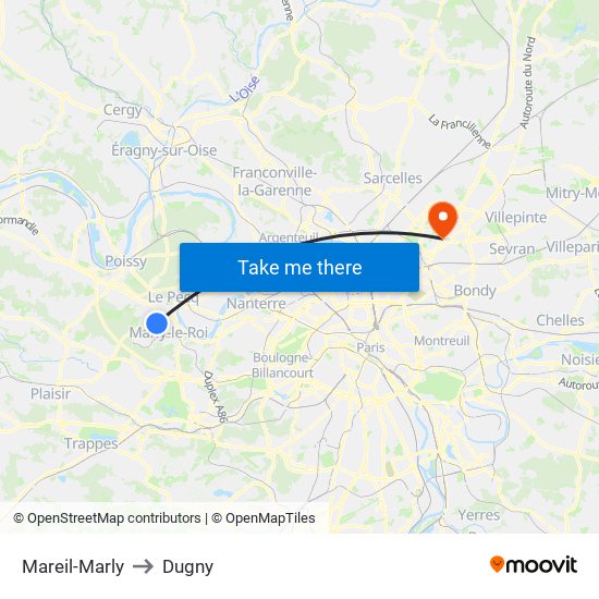 Mareil-Marly to Dugny map