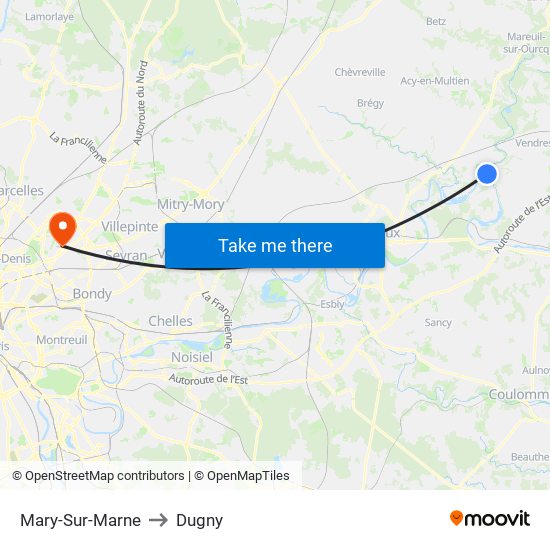 Mary-Sur-Marne to Dugny map