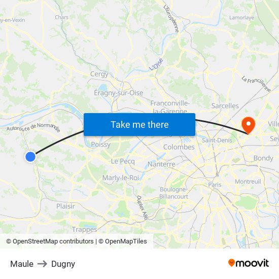 Maule to Dugny map