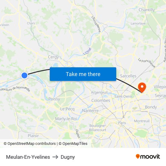 Meulan-En-Yvelines to Dugny map