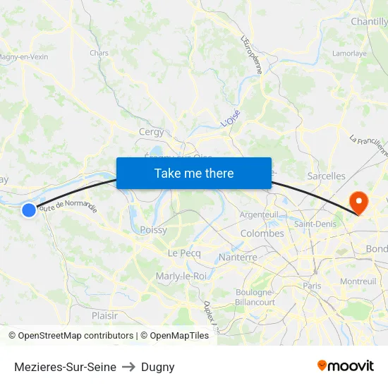 Mezieres-Sur-Seine to Dugny map