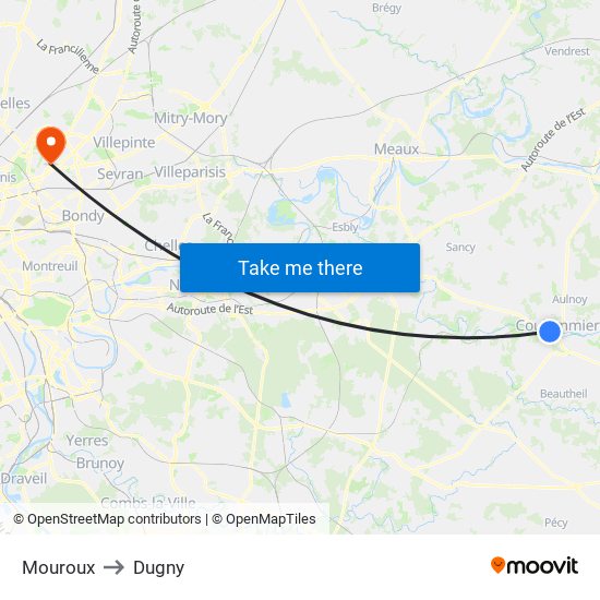 Mouroux to Dugny map