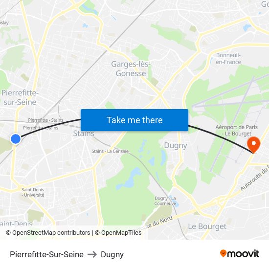 Pierrefitte-Sur-Seine to Dugny map