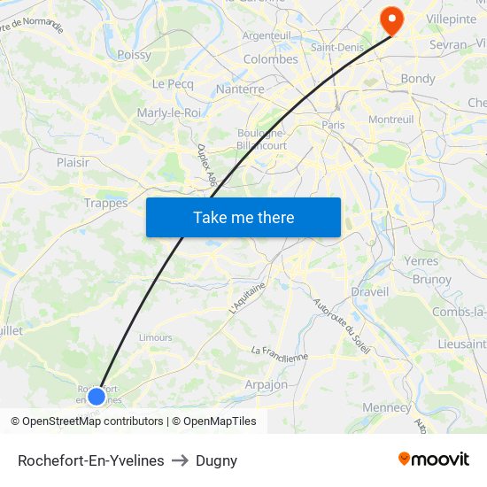 Rochefort-En-Yvelines to Dugny map