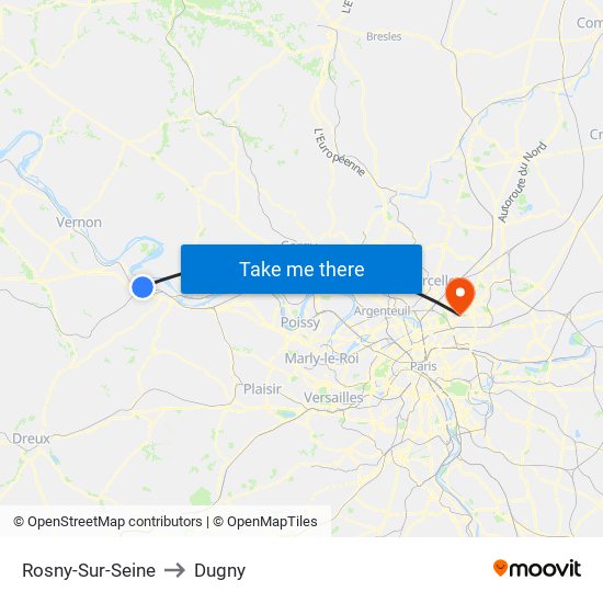 Rosny-Sur-Seine to Dugny map
