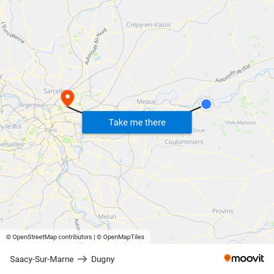 Saacy-Sur-Marne to Dugny map