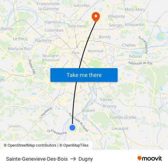 Sainte-Genevieve-Des-Bois to Dugny map