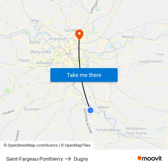 Saint-Fargeau-Ponthierry to Dugny map