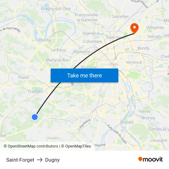Saint-Forget to Dugny map