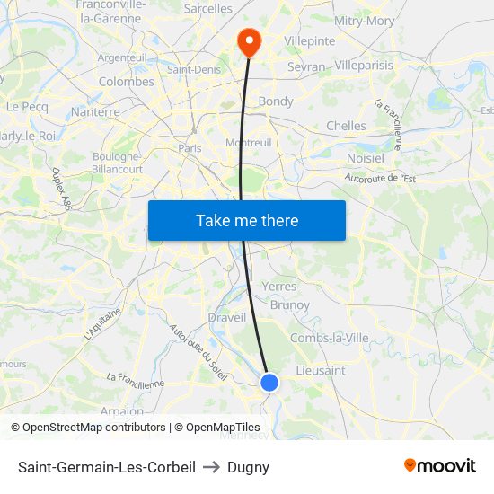 Saint-Germain-Les-Corbeil to Dugny map