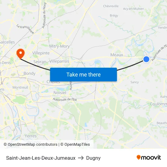 Saint-Jean-Les-Deux-Jumeaux to Dugny map