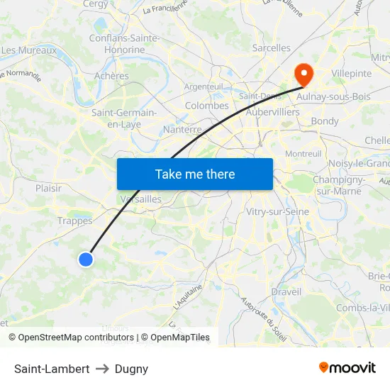 Saint-Lambert to Dugny map