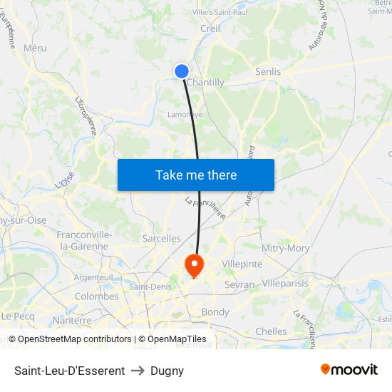 Saint-Leu-D'Esserent to Dugny map