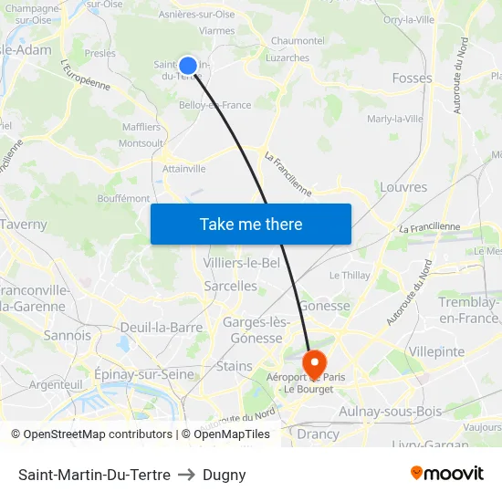 Saint-Martin-Du-Tertre to Dugny map