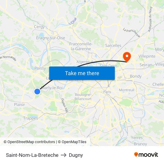 Saint-Nom-La-Breteche to Dugny map