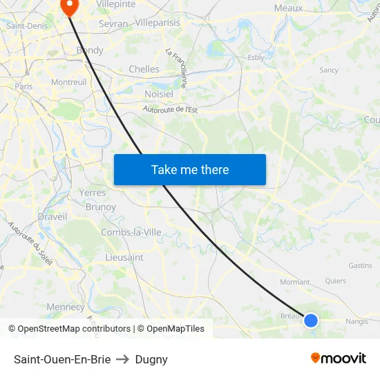 Saint-Ouen-En-Brie to Dugny map