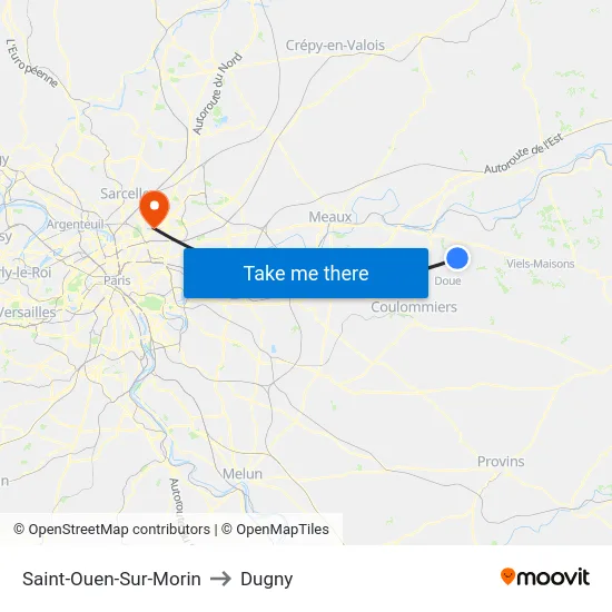 Saint-Ouen-Sur-Morin to Dugny map