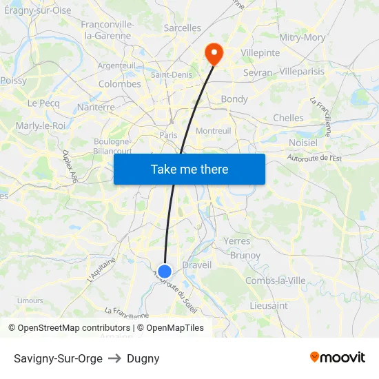 Savigny-Sur-Orge to Dugny map