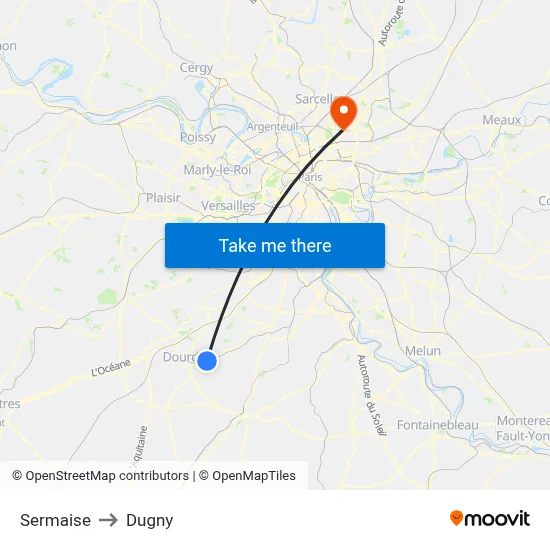 Sermaise to Dugny map