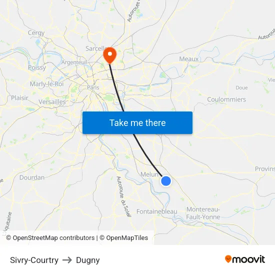 Sivry-Courtry to Dugny map