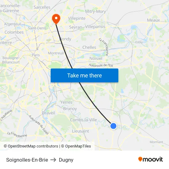 Soignolles-En-Brie to Dugny map