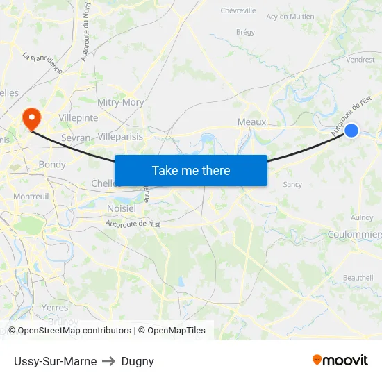 Ussy-Sur-Marne to Dugny map