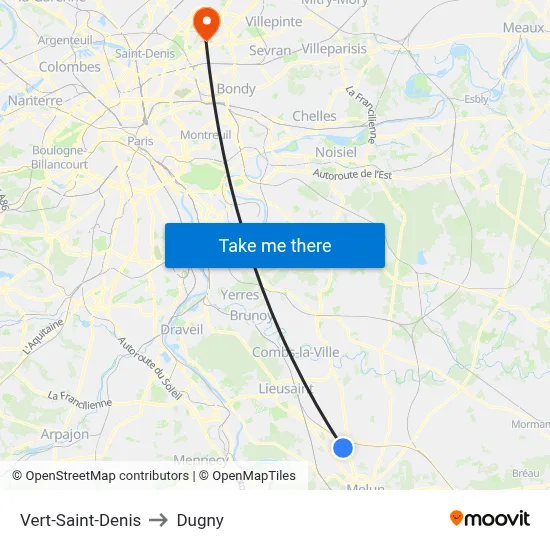 Vert-Saint-Denis to Dugny map