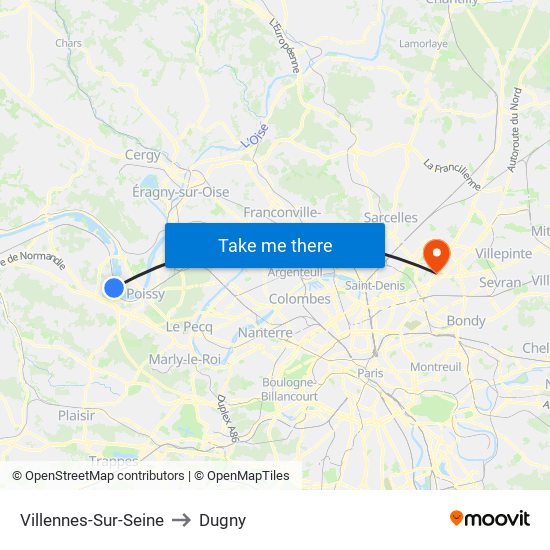 Villennes-Sur-Seine to Dugny map