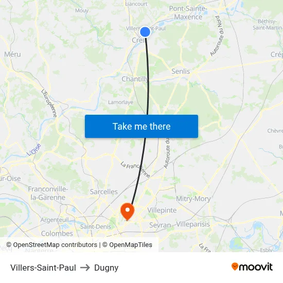 Villers-Saint-Paul to Dugny map