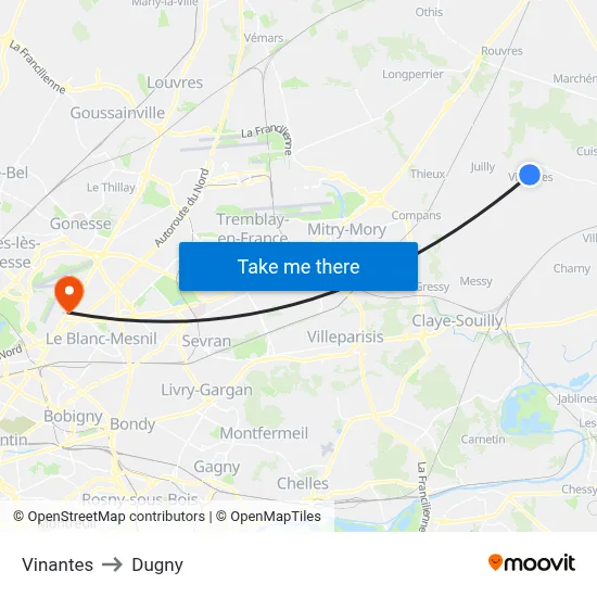 Vinantes to Dugny map