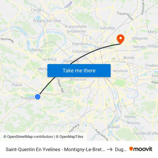 Saint-Quentin En Yvelines - Montigny-Le-Bretonneux to Dugny map