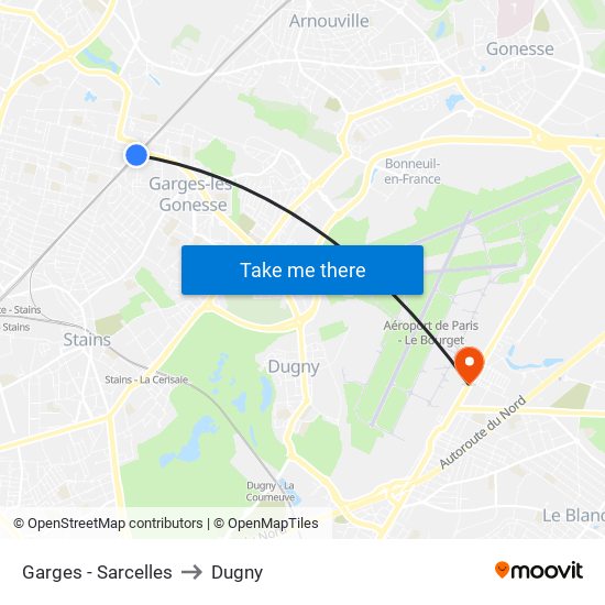 Garges - Sarcelles to Dugny map