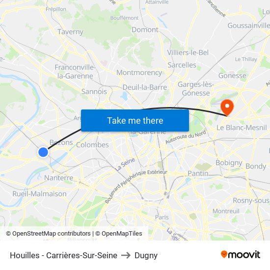Houilles - Carrières-Sur-Seine to Dugny map
