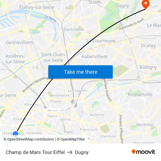 Champ de Mars Tour Eiffel to Dugny map