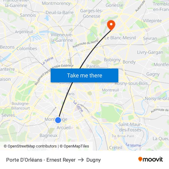 Porte D'Orléans - Ernest Reyer to Dugny map