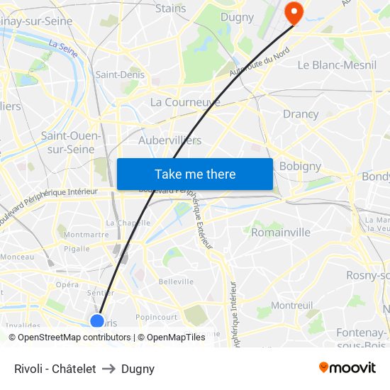 Rivoli - Châtelet to Dugny map