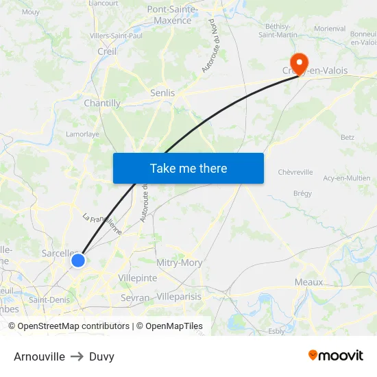 Arnouville to Duvy map