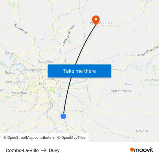 Combs-La-Ville to Duvy map