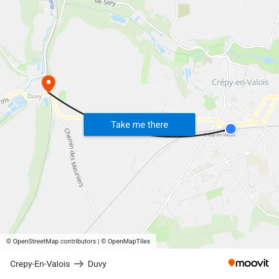 Crepy-En-Valois to Duvy map