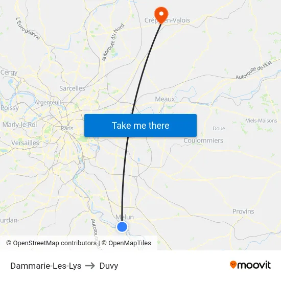 Dammarie-Les-Lys to Duvy map