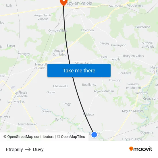 Etrepilly to Duvy map