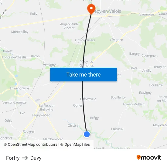 Forfry to Duvy map