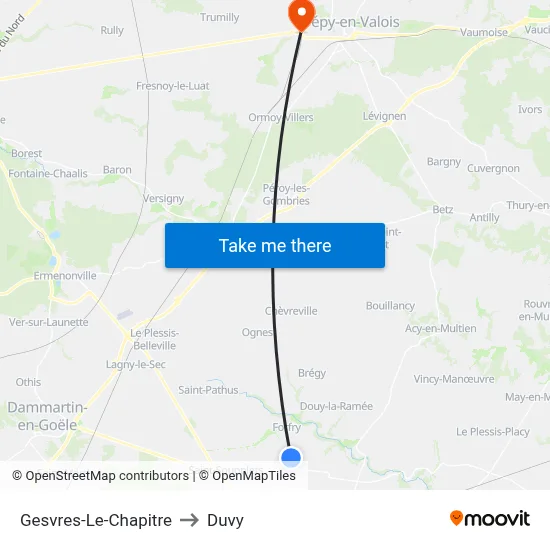 Gesvres-Le-Chapitre to Duvy map
