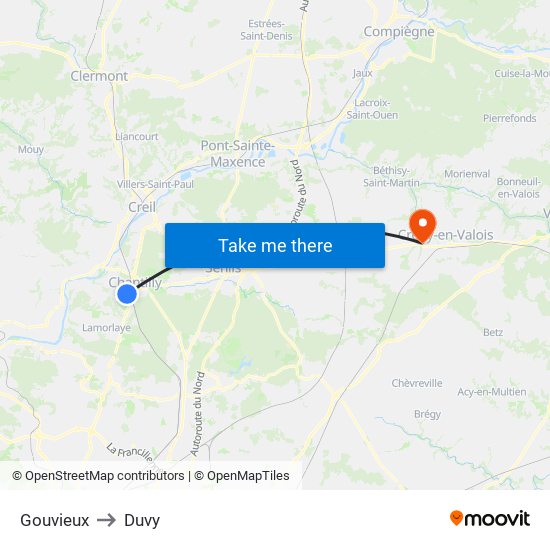 Gouvieux to Duvy map