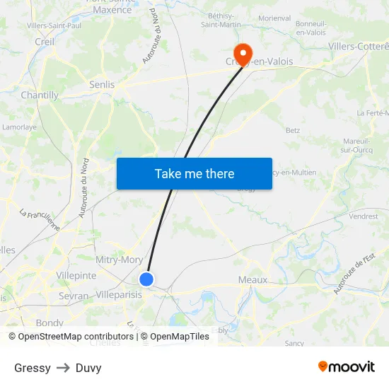Gressy to Duvy map