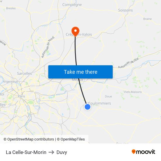 La Celle-Sur-Morin to Duvy map