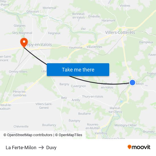 La Ferte-Milon to Duvy map