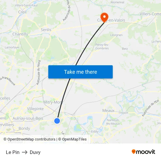 Le Pin to Duvy map